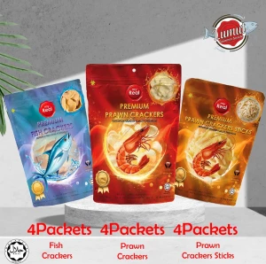 12 x50 Grams myReal Prawn Crackers / Fish Crackers (Variety)